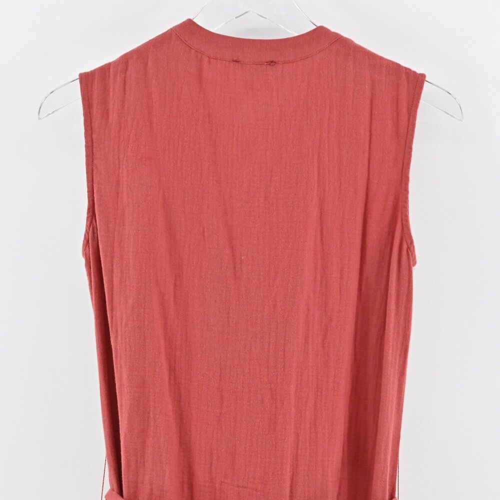 DREW Dress Sz XS Burnt Orange Cotton Tier Ruffle Amber Belt Button ANTHROPOLOGIE - Picture 6 of 13